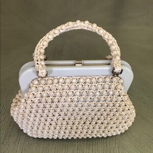 Vintage LEFCORT Elegant Cream Beaded Handbag